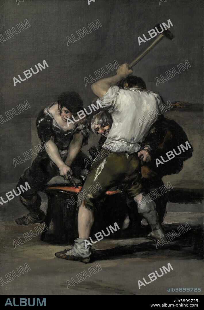 FRANCISCO DE GOYA. La fragua / The Forge. Date/Period: Ca. 1815-1820. Painting. Oil on canvas. Height: 181.6 cm (71.4 in); Width: 125.1 cm (49.2 in).