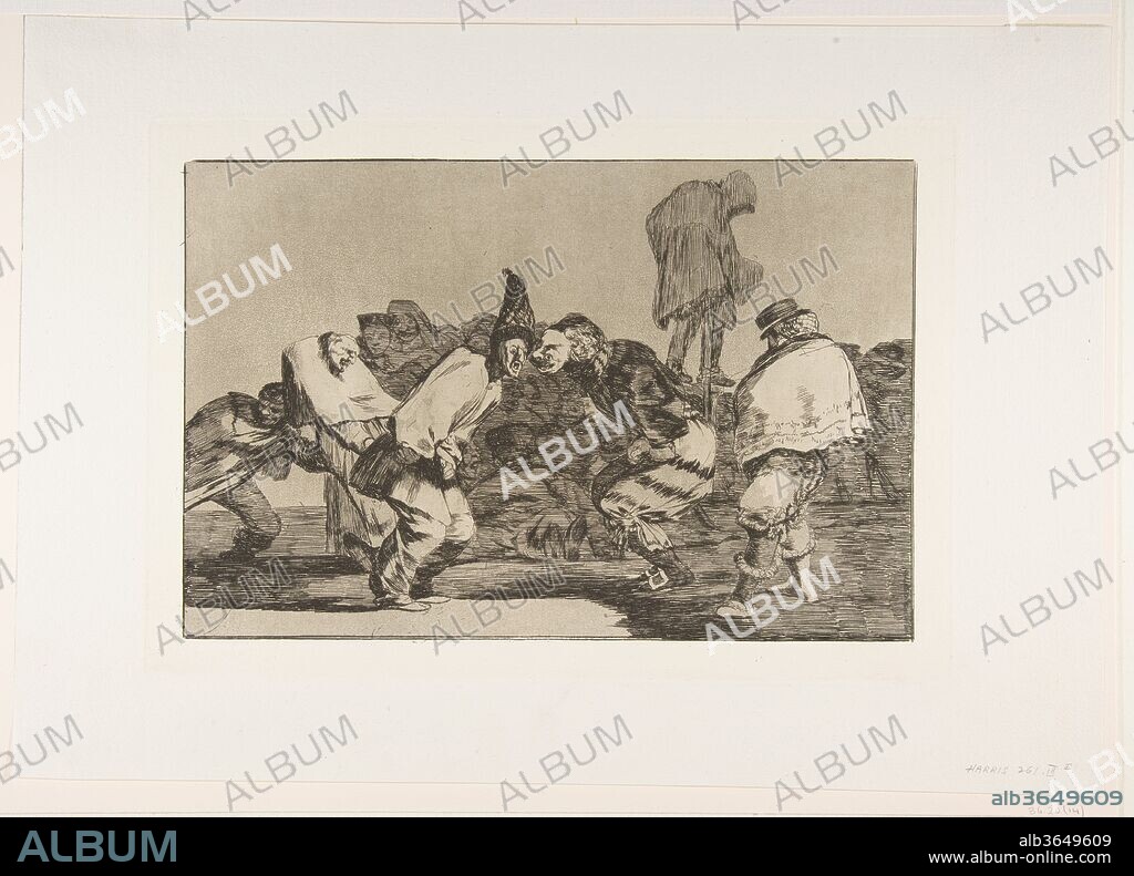Plate 14 from the 'Disparates': Carnival Folly. Artist: Goya (Francisco de Goya y Lucientes) (Spanish, Fuendetodos 1746-1828 Bordeaux). Dimensions: Plate: 9 5/8 × 13 3/4 in. (24.5 × 35 cm)
Sheet: 13 1/16 × 18 5/8 in. (33.2 × 47.3 cm). Series/Portfolio: Los Disparates (Los Proverbios). Date: ca. 1816-23 (published 1864).
From the posthumous first edition published by the Academia de San Fernando in Madrid in 1864 under the title 'Los Proverbios'.