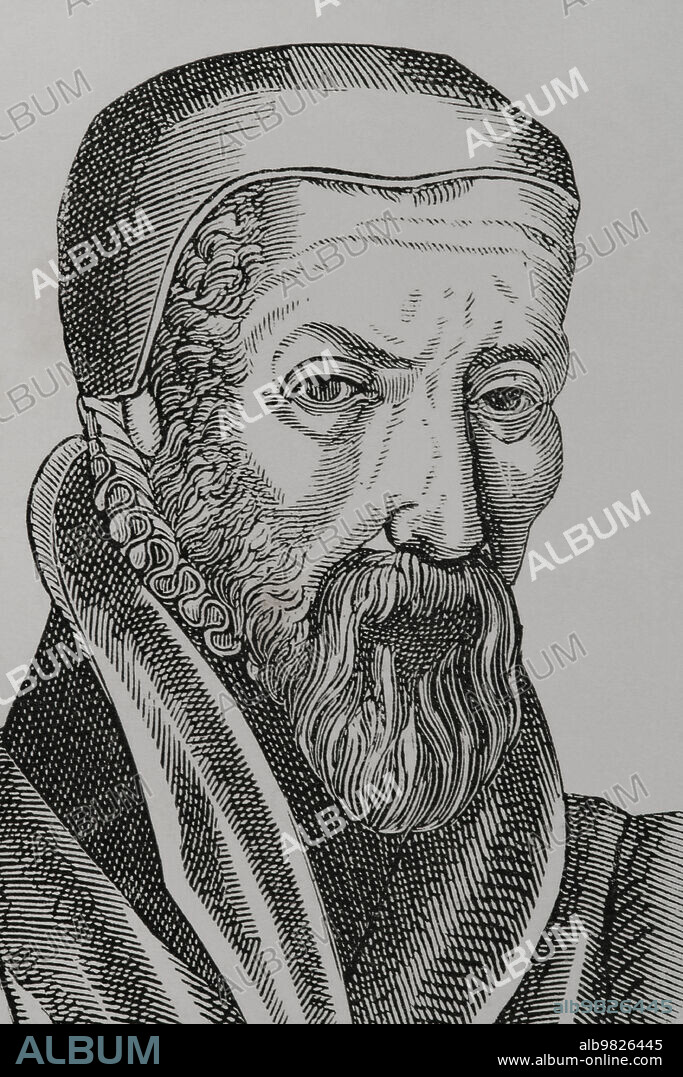John Knox (1514-1572). Scottish priest. Leader of the Protestant Reformation in Scotland. Founder of the Presbyterian Church of Scotland. Portrait. Engraving. "Vie Militaire et Religieuse au Moyen Age et à l'Epoque de la Renaissance". Paris, 1877.