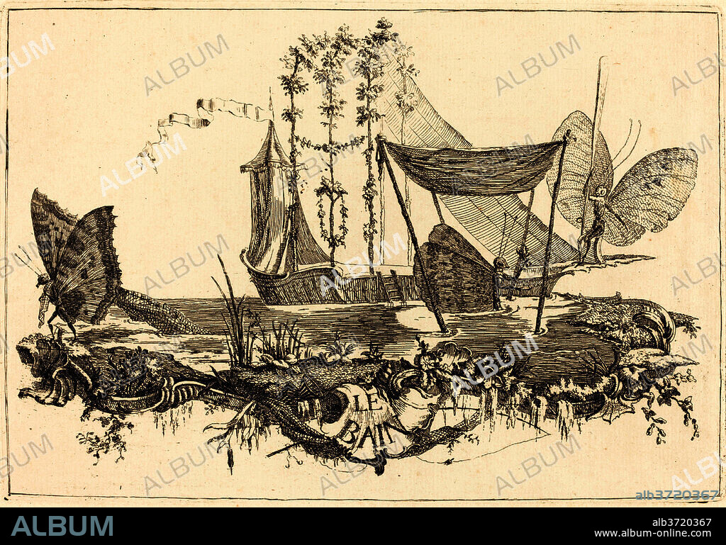 CHARLES GERMAIN DE SAINT-AUBIN. Le Bain. Dated: in or after 1756. Medium: etching.