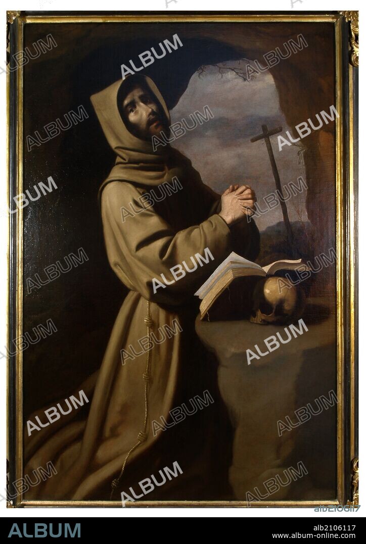 CUADRO "SAN FRANCISCO EN ORACION", RETRATO DE SAN FRANCISCO DE ASIS. AUTOR: FRANCISCO DE ZURBARAN. (OLEO SOBRE LIENZO). COLECCION PRIVADA.