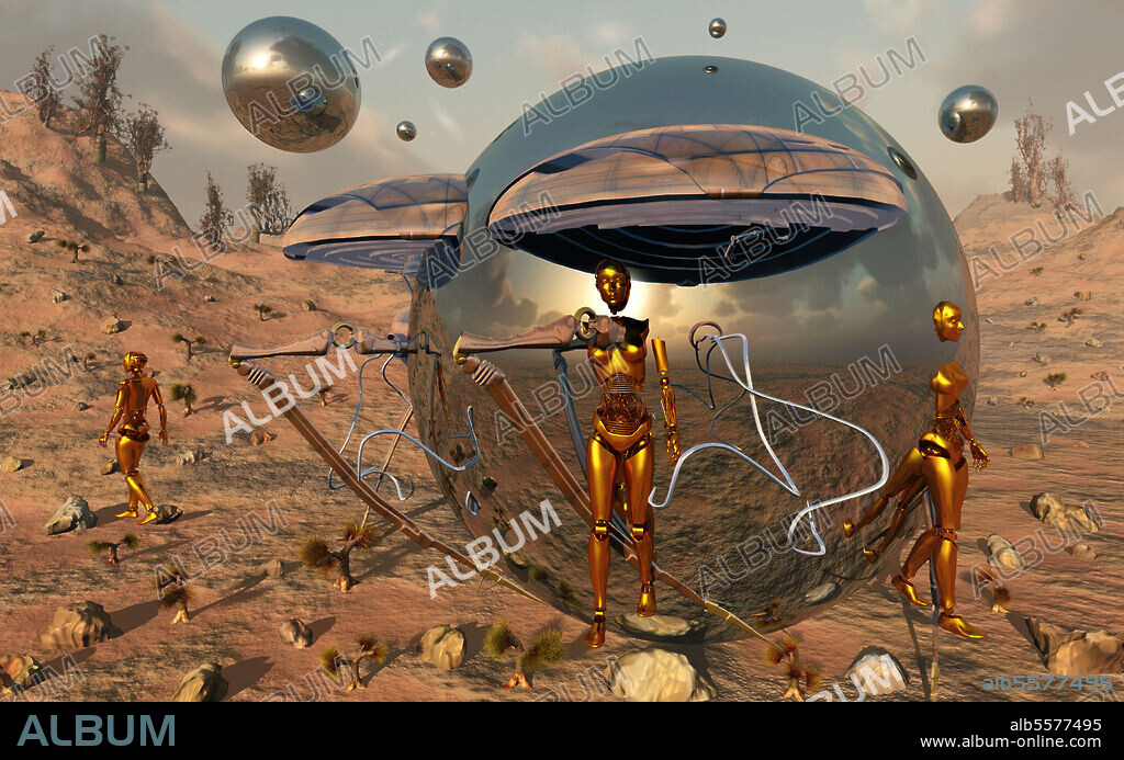 An advanced civilization uses time and space travel spheres to transport robotic teams out through time and space to explore and discover new unknown places.