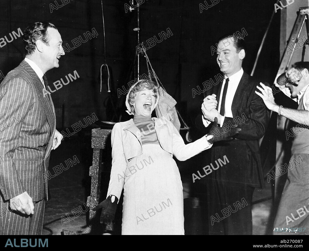 DAVID NIVEN, GIG YOUNG and SHIRLEY MACLAINE in ASK ANY GIRL, 1959, directed by CHARLES WALTERS. Copyright M.G.M.