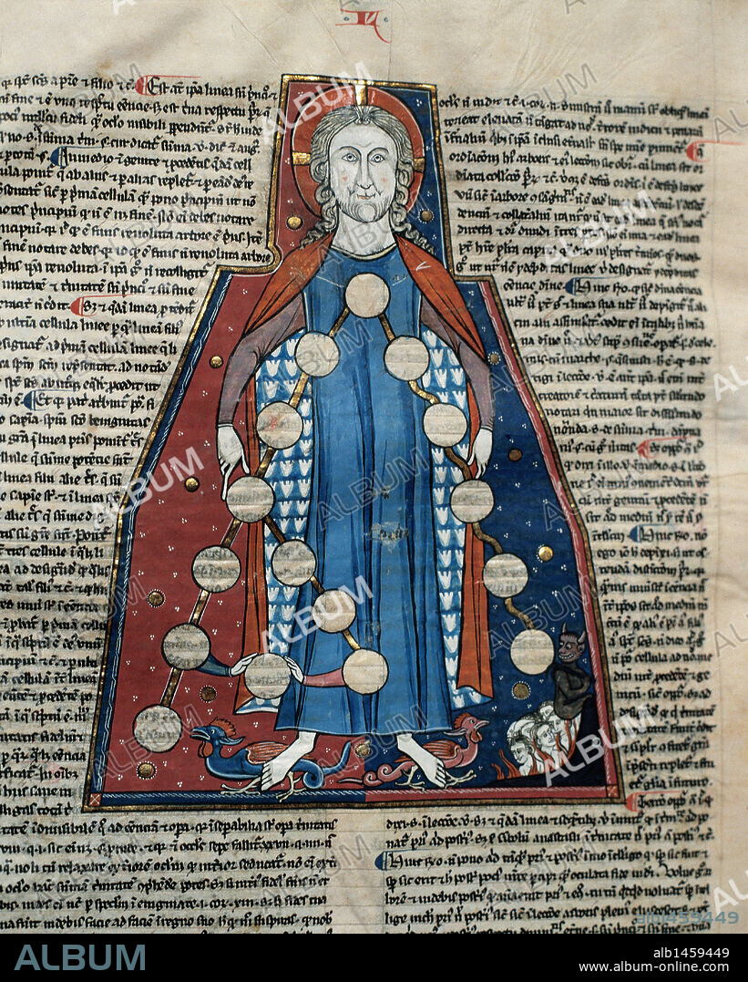 Henricus de Segusio. Codex 2. 14th century. Miniature depicting Jesus with the condemned to the hell.