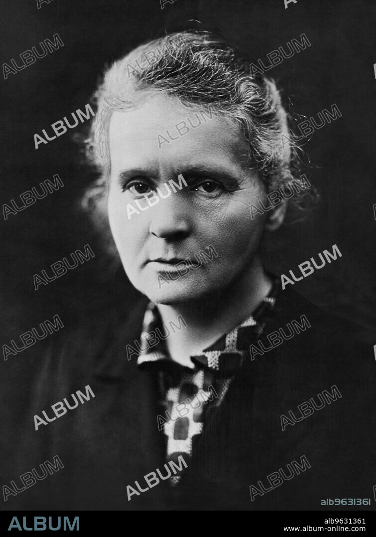 France c. 1920 Portrait of two time Nobel Prize winning chemist and physicist Marie Curie.