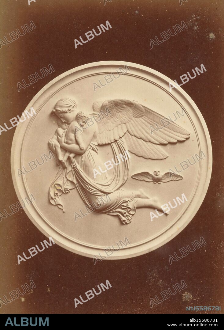 Relief depicting a personification of night, Die Nacht von Thorvaldsen Original in Copenhagen (title on object), cabinet photograph, Sophus Williams, (mentioned on object), Berlin, 1879, cardboard, albumen print, height, 150 mm × width, 100 mm.