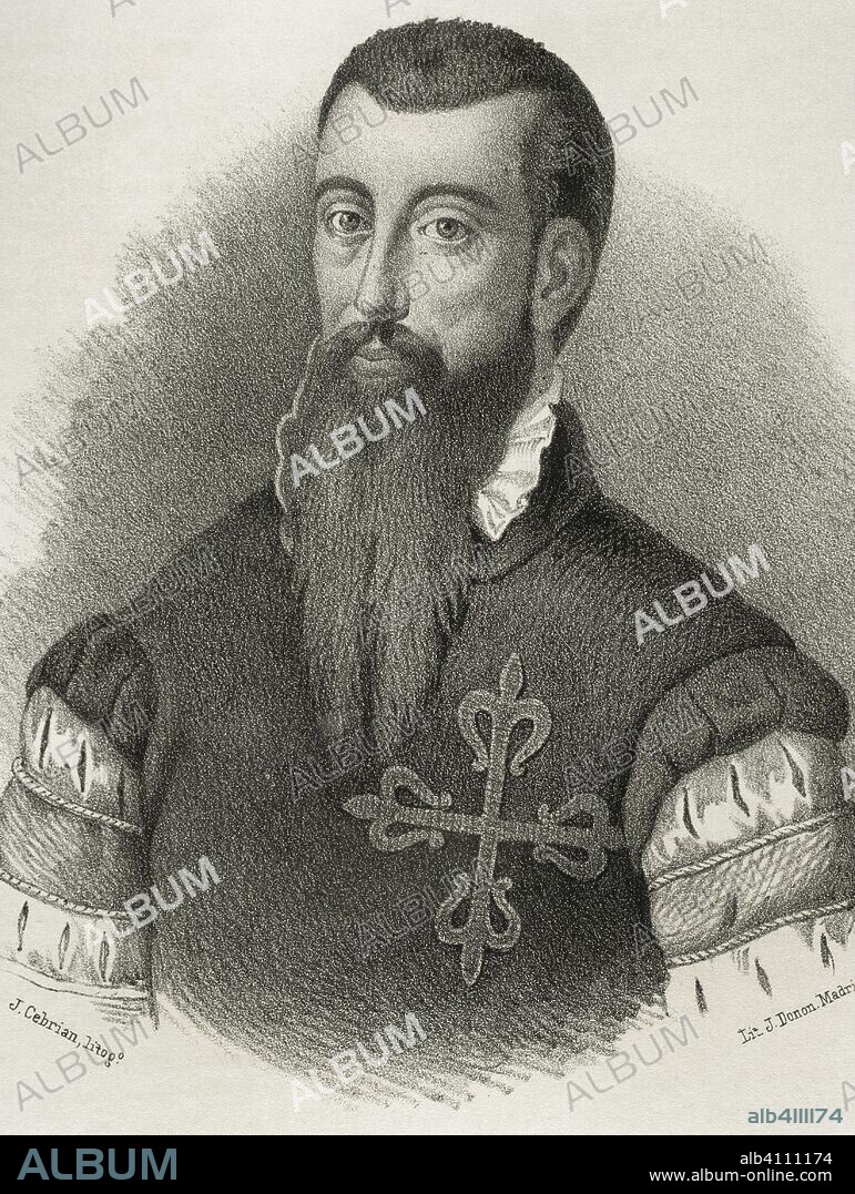 Garcilaso de la Vega (1501/1503-1536). Spanish soldier and writer of the Spanish Golden Age. Drawing by Jose Cebrian. Portrait. Cronica General de Espa–a, Historia Ilustrada y Descriptiva de sus Provincias. Castilla-La Nueva, 1869.