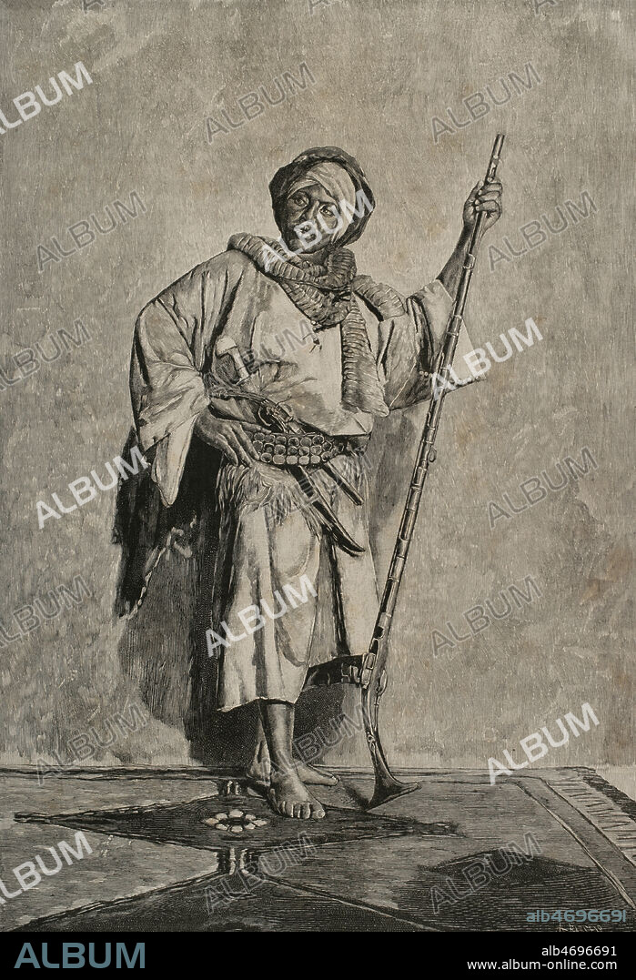 Moro de la costa del Rif. Grabado por Barceló. La ilustración. Revista hispano-americana, 1883.