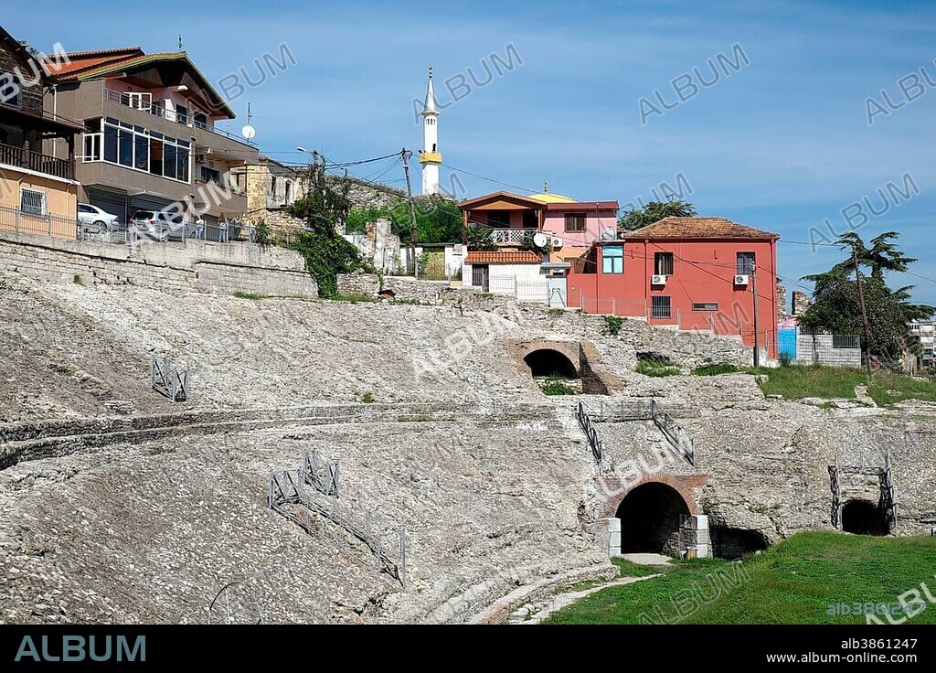 Ancient amphitheater, Durrës, Albania, Europe.