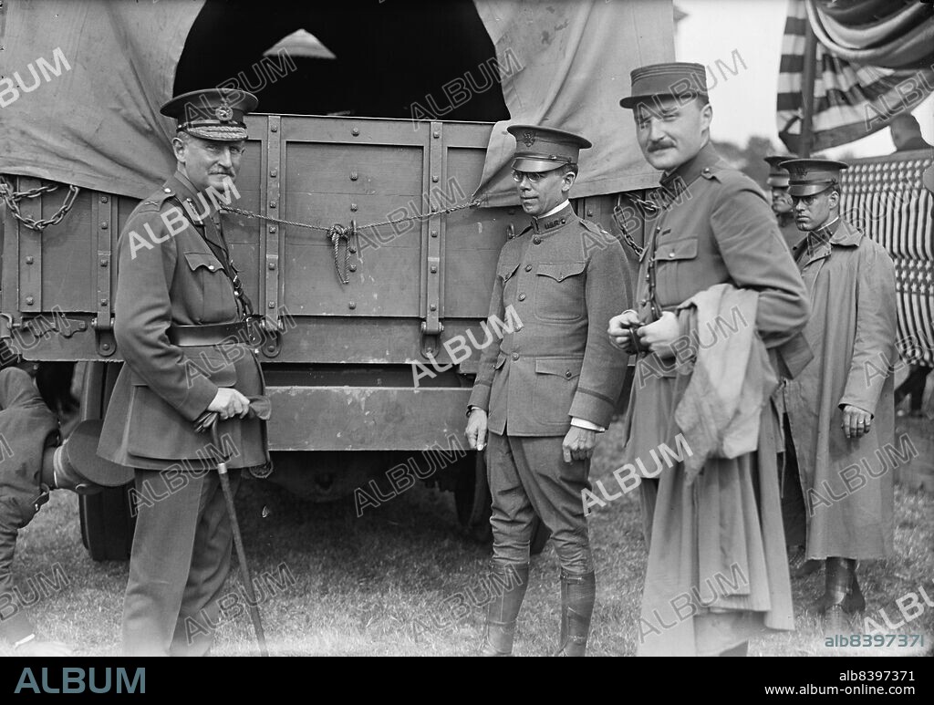 HARRIS & EWING. Army, U.S. Motor Truck Inspection, 1917. British and French officers, First World War, Washington, DC.