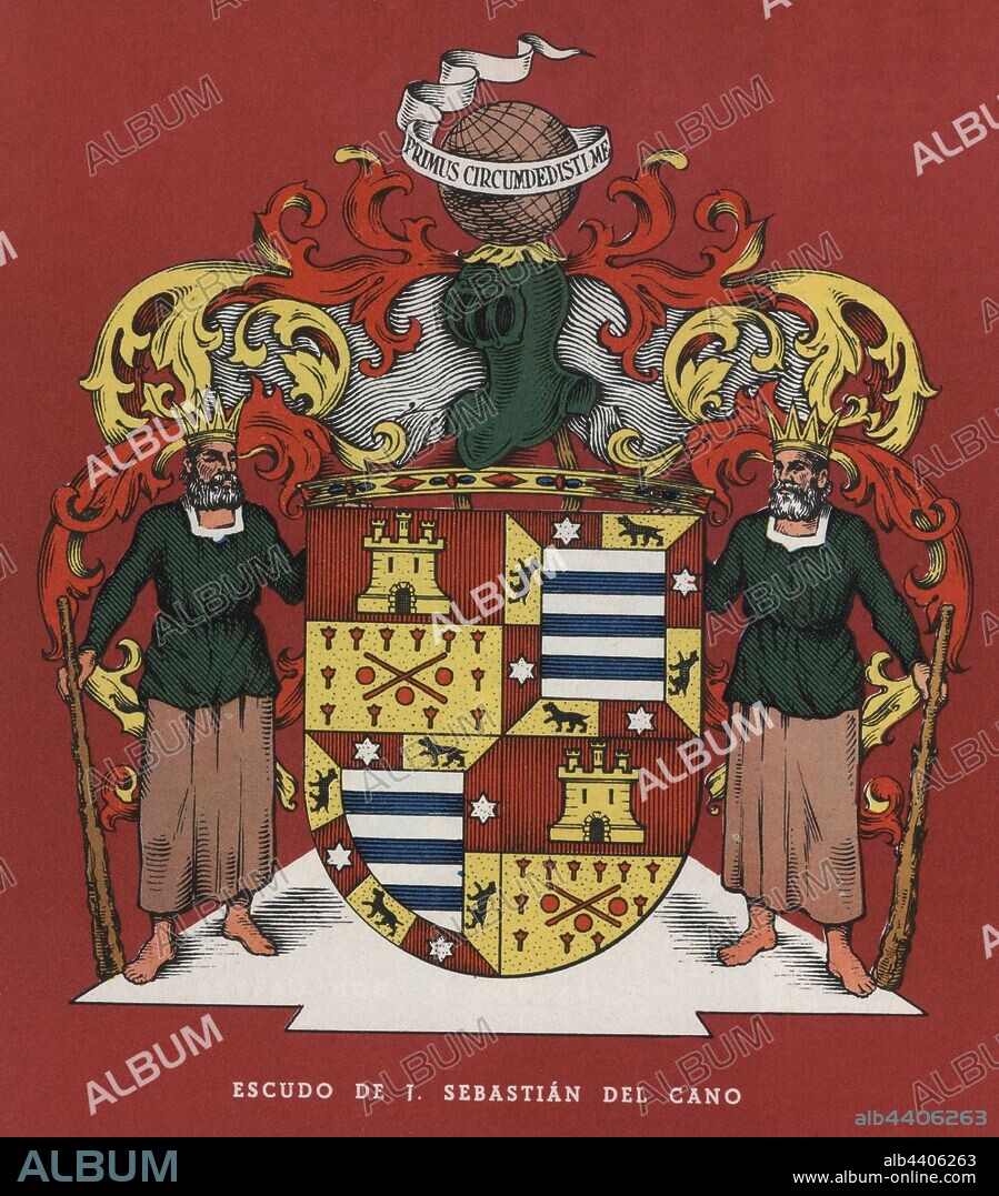 Heráldica. Escudo nobiliario de Juan Sebastián Elcano. Año 1948.
