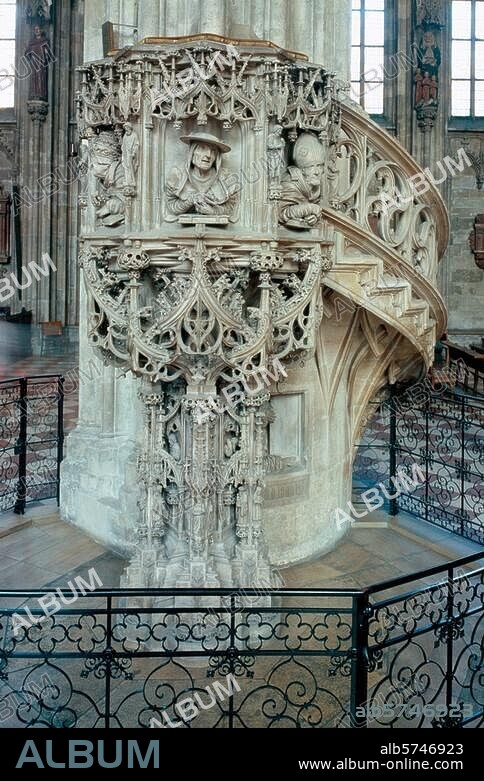 Wien (Österreich), Stephansdom. Innenansicht: Kanzel von Anton Pilgram (1514/1515). Foto, 1998.