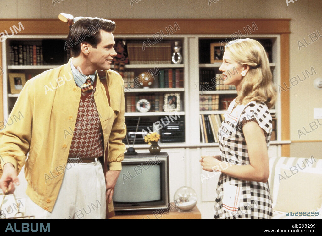 JIM CARREY y LAURA LINNEY en EL SHOW DE TRUMAN, 1998 (THE TRUMAN SHOW), dirigida por PETER WEIR. Copyright PARAMOUNT PICTURES.