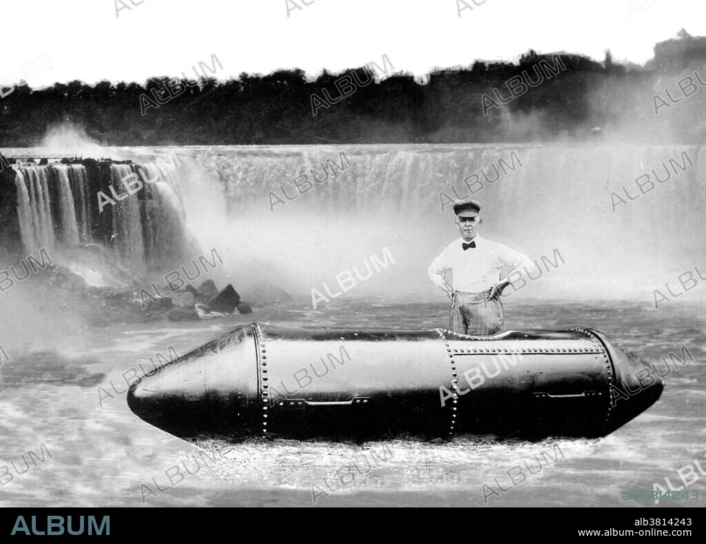 Bobby Leach (1858 - April 26, 1926) was the second person to go over Niagara Falls in a barrel, after Annie Taylor, and the first man to do so, accomplishing the feat on July 25, 1911. He spent six months in the hospital recovering from injuries he sustained during the fall, which included two broken knee caps and a fractured jaw. He had been a performer with the Barnum and Bailey Circus and was no stranger to stunting. For several years he toured Canada, the United States and England, recounting his harrowing journey at vaudeville shows and lecture halls, exhibiting his barrel and posing for pictures. While in his 60s he attempted to swim the whirlpool rapids but failed after several attempts. During these attempts, he was rescued by William "Red" Hill Sr., who knew the Falls well and became well known in the area for later rescues. In 1926, while on a publicity tour in New Zealand, he injured his leg when he slipped on an orange peel. The leg became infected, and eventually gangrene necessitated the amputation of the leg. Leach died of complications two months later at the af of 67 or 68.