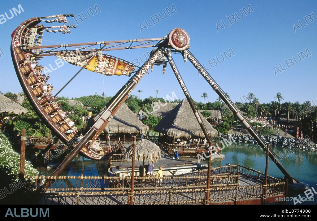 Kon-Tiki Wave. Polynesian area. Universal Port Aventura theme park. Tarragona. Catalonia. Spain.