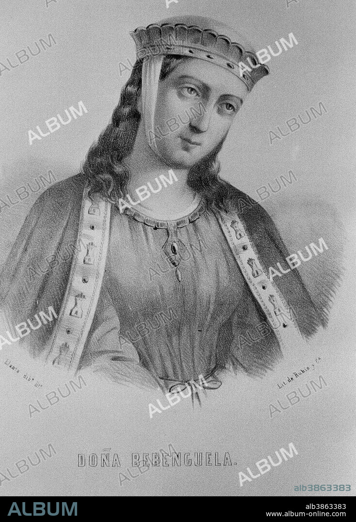 DOÑA BERENGUELA. ESPOSA DEL REY ALFONSO IX DE CASTILLA . 1171 -1244. GRABADO RETRATO. BIBLIOTECA NACIONAL . MADRID.