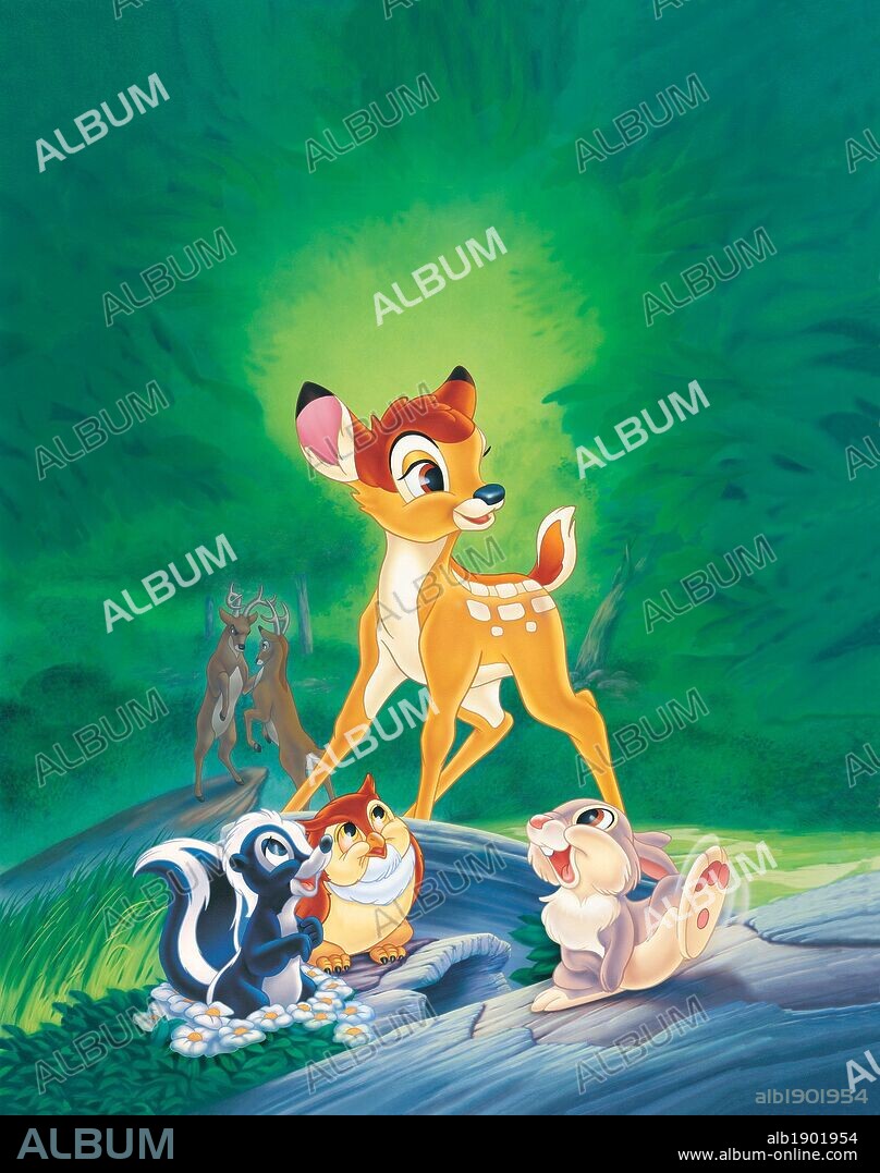 Poster de BAMBI, 1942, dirigida por DAVID HAND. Copyright DISNEY.