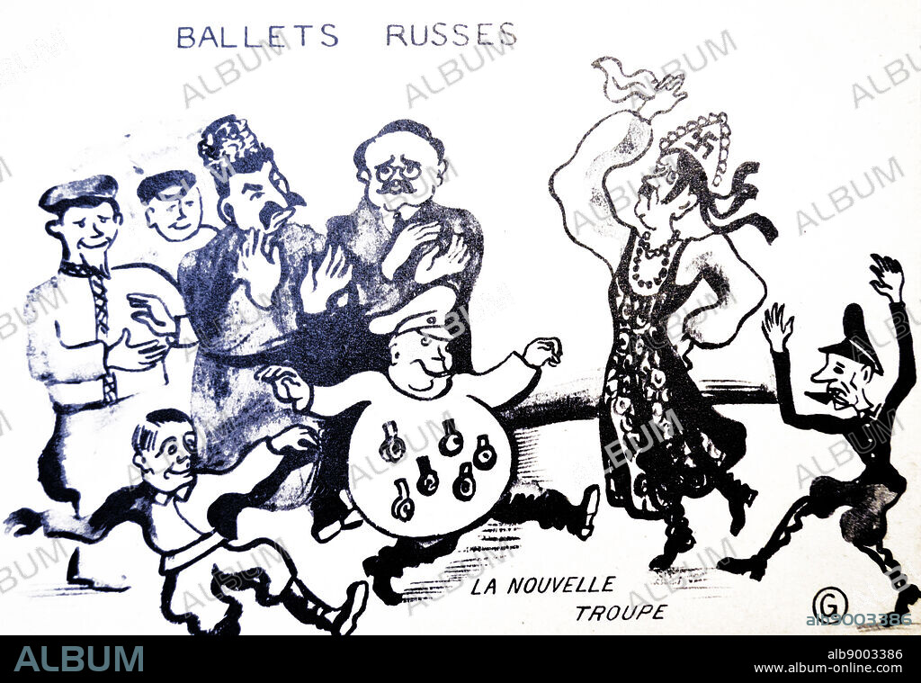 World war two: Cartoon by Jenny Goldberg depicting Stalin and Hitler.