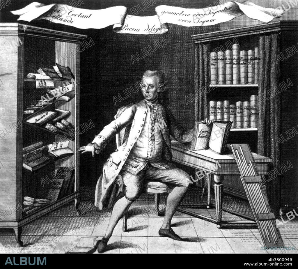 Johann Heinrich Lambert (August 26, 1728 - September 25, 1777), a Swiss mathematician, physicist, philosopher and astronomer. He was the first to introduce hyperbolic functions into trigonometry and is credited with the first proof that pi is irrational. He invented the first practical hygrometer, and formulated the law of light absorption, the Beer-Lambert law, and introduced the term albedo. He was the first mathematician to address the general properties of map projections, and the first to discuss the properties of conformity and equal area preservation and to point out that they were mutually exclusive. In 1772 he published new map projections now known as: Lambert conformal conic, Transverse Mercator, Lambert azimuthal equal area, Lagrange projection, Lambert cylindrical equal area, Transverse cylindrical equal area, and Lambert conical equal area. In 1764 he was invited by Euler to take a position at the Prussian Academy of Sciences in Berlin, where he gained the sponsorship of Frederick II of Prussia. In this stimulating, and financially stable, environment he worked prodigiously until his death from consumption in 1777 at the age of 49.
