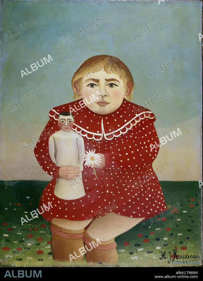 HENRI ROUSSEAU (1844-1910) EL ADUANERO ROUSSEAU. LA NIÑA Y LA MUÑECA - 1905 - 66,5x51 - PINTURA NAÏF -.