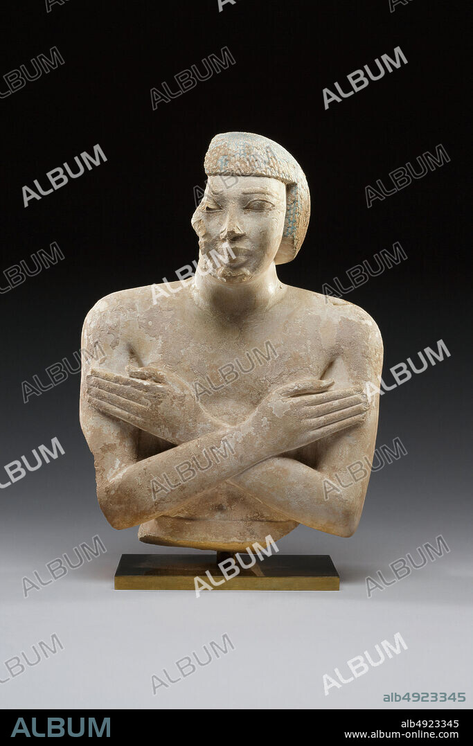 Upper part of a statue of Iqer, Middle Kingdom, Dynasty 11, late12, early, ca. 20001917 B.C., From Egypt, Upper Egypt, Thebes, Deir el-Bahri, Carnarvon-Carter excavations, 19091910, Limestone with traces of color, H. 21 × W. 14 × D. 9.4 cm (8 1/4 × 5 1/2 × 3 11/16 in.).