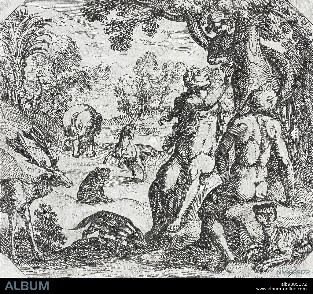 ANTONIO TEMPESTA. The Temptation of Eve, 16th century. From The Creation of the World.