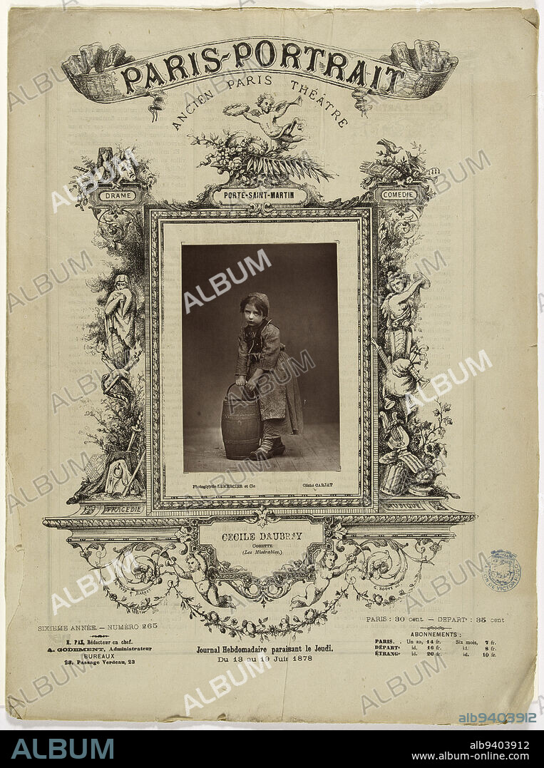 Les Miserables, Carjat, Etienne, Photographer, Imprimerie Lemercier, Imprimeur-lithographe, 1878, 19e siècle, Maison de Victor Hugo - Hauteville House, Photography, Typography = letterpress printing, Albumen paper print, Dimensions - Work: Height: 12.4 cm, Width: 8.7 cm, Dimensions: Height: 39 cm, Width: 29 cm, Dimensions: Height: 50 cm, Width: 40 cm.