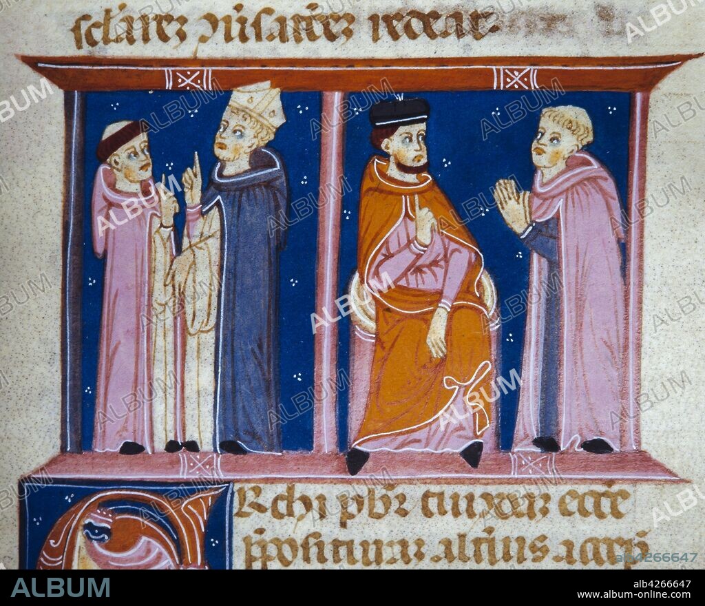 Miniatura del Decreto de Graciano (Decretum Gratiani), Ms.239. Siglo XII.