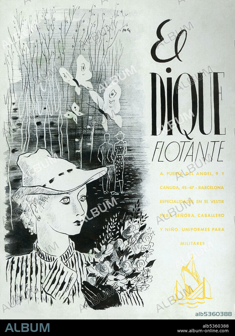 España. Publicidad de El Dique Flotante, Barcelona, año 1938.