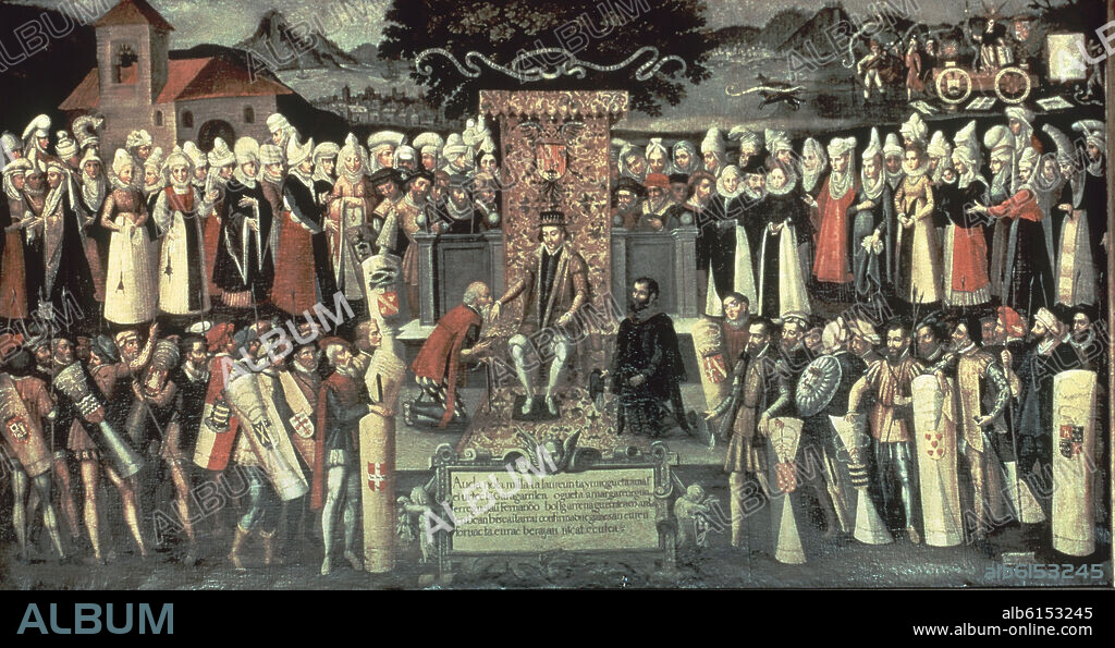 MENDIETA Y RETES FRANCISCO VAZQUEZ DE SIGLO XVI / X. BESAMANOS DE FERNANDO CATOLICO TRAS LA JURA DE LOS FUEROS DE VIZCAYA (1476) - PINTADO EN 1609.