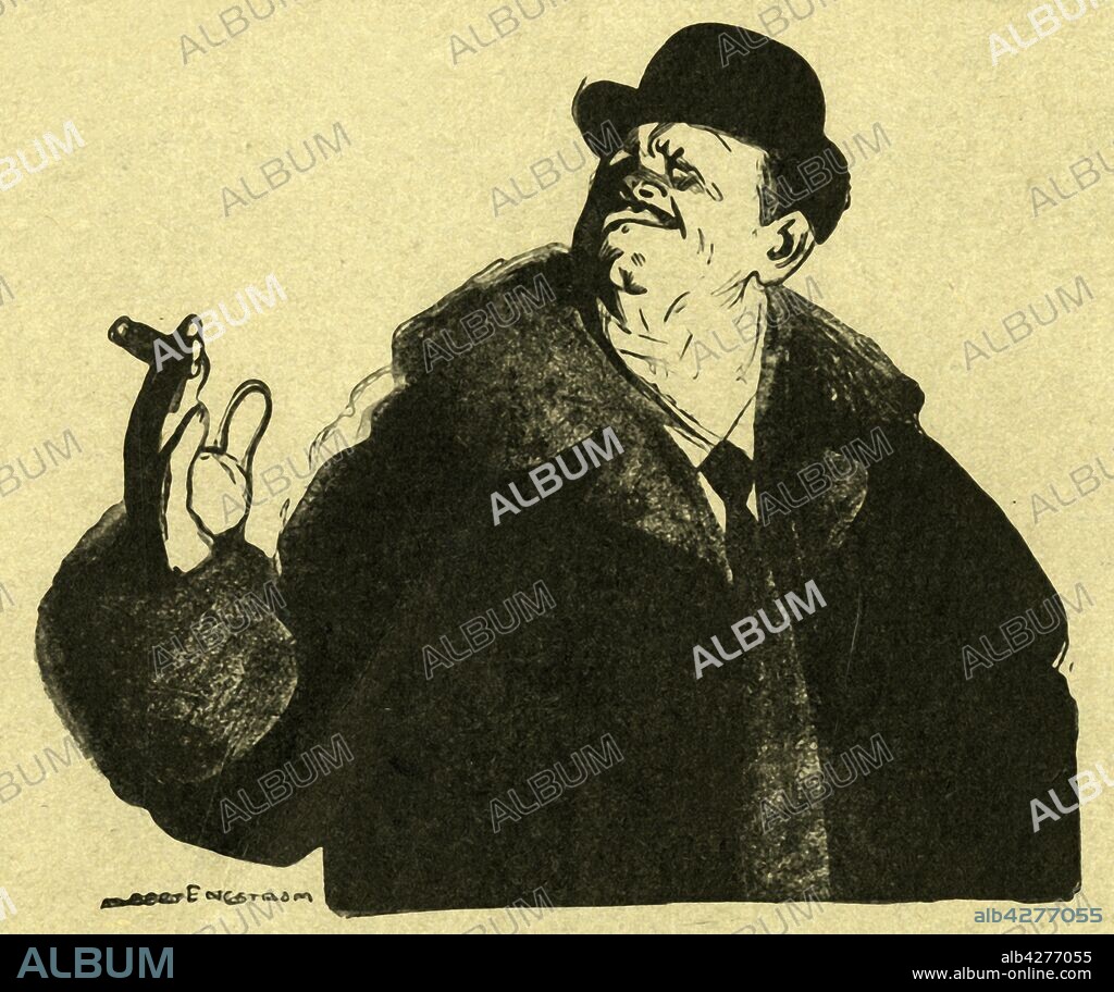ALBERT ENGSTROM. 'The Contractor', early 20th century. Businessman in bowler hat, holding a cigar.