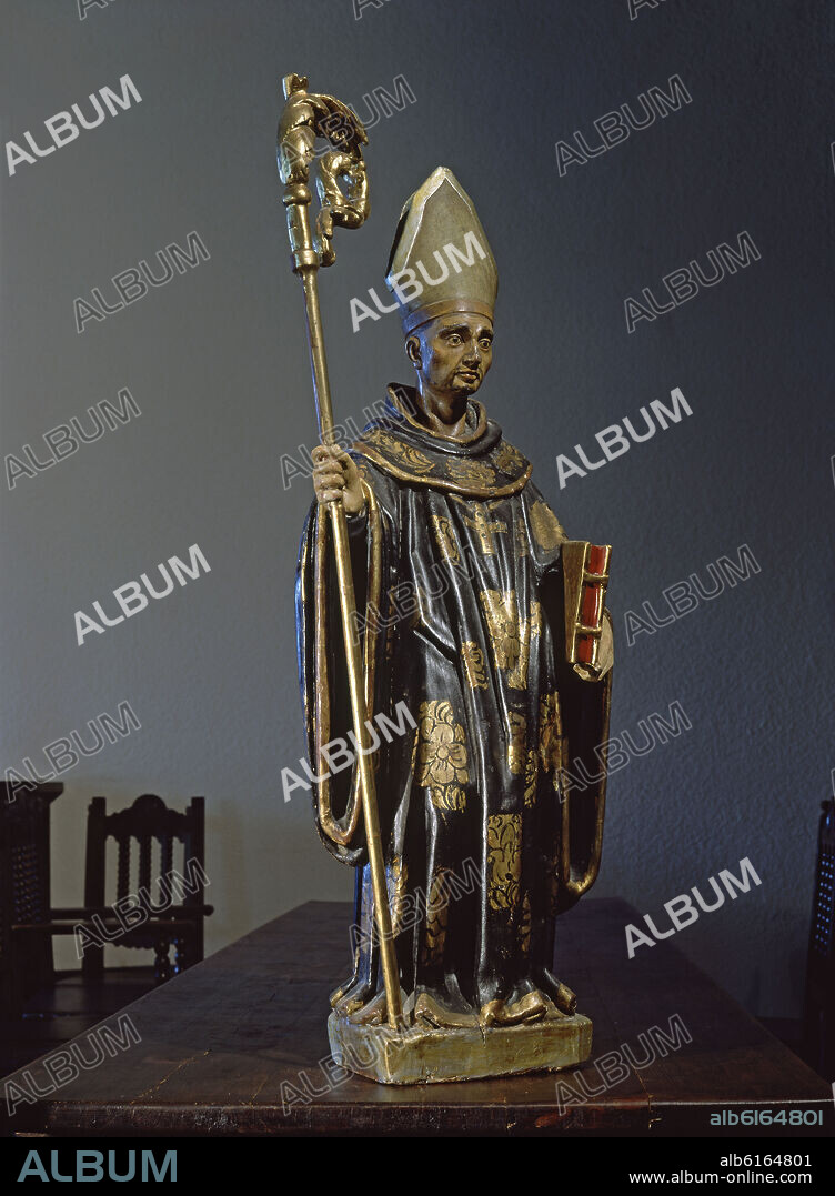 SAN VIRILA (SIGLO VIII) - ABAD DE LEYRE - TALLA DEL SIGLO XVII.