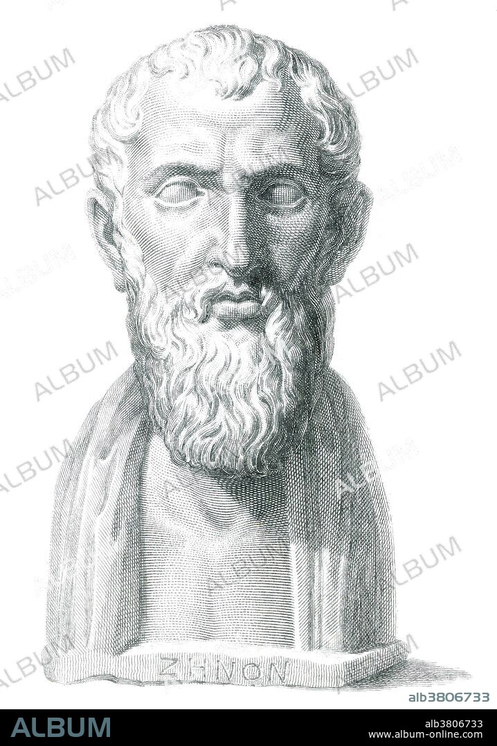 Zeno of Citium (334 - 262 BC) was an Ancient Greek philosopher. He was the founder of the Stoic school of philosophy, which he taught in Athens from about 300 BC. Based on the moral ideas of the Cynics, Stoicism laid great emphasis on goodness and peace of mind gained from living a life of Virtue in accordance with Nature. It proved very successful, and flourished as the dominant philosophy from the Hellenistic period through to the Roman era. He divided philosophy into three parts: Logic (including rhetoric, grammar, and the theories of perception and thought); Physics (not just science, but the divine nature of the universe as well); and Ethics, the end goal of which was to achieve happiness through the right way of living according to Nature. During his lifetime, he received appreciation for his philosophical and pedagogical teachings. He was honored with the golden crown,and a tomb was built in honor of his moral influence on the youth of his era. He died around 262 BC. Laertius reports about his death: As he was leaving the school he tripped and fell, breaking his toe. Striking the ground with his fist, he quoted the line from the Niobe: "I come, I come, why dost thou call for me?" and died on the spot through holding his breath.