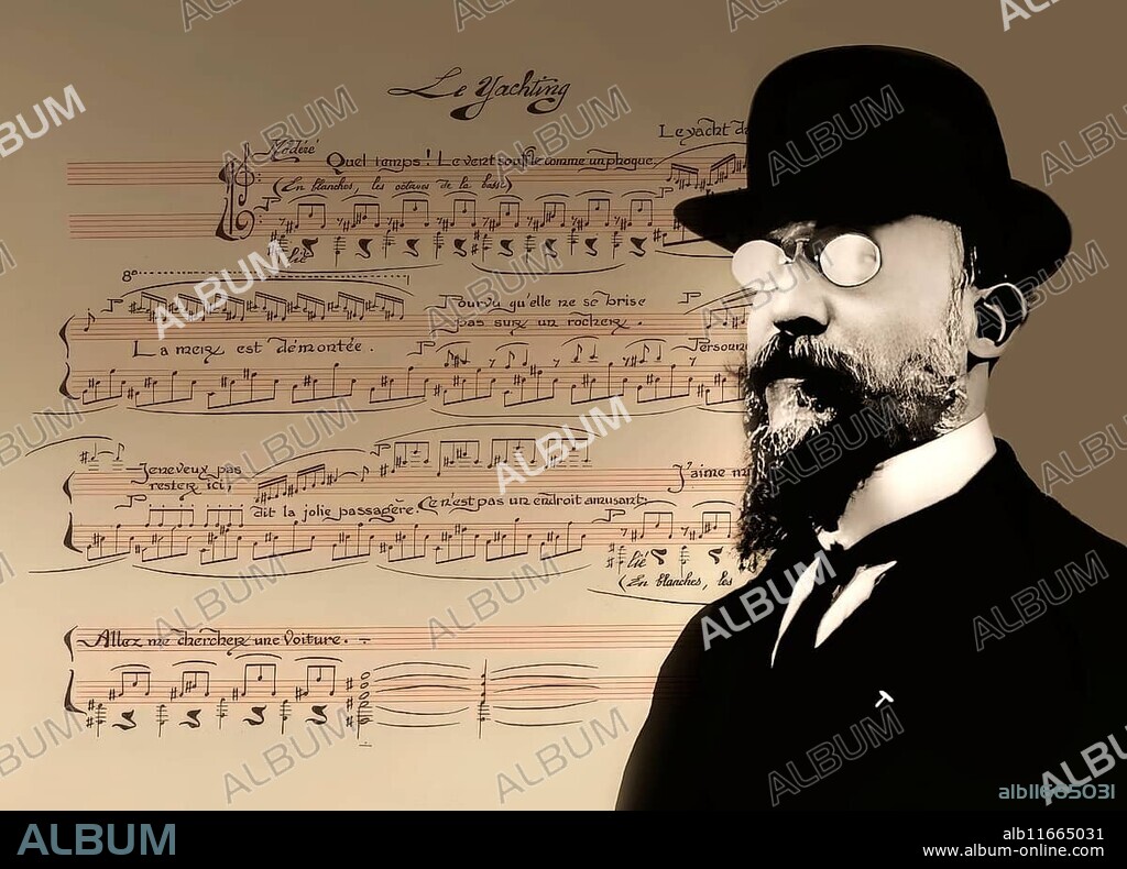 Erik Satie, 1866 – 1925, a French composer and pianist, sheet music from Sports & divertisements, Sports and Pastimes, Yachting, humoristic piano suite, 1914, an art and music project by Charles Martin and Erik Satie.