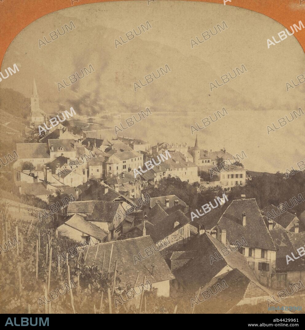 Vue de Montreux, Dans La Baie: Chillon, Hotel Byron et Villeneuve. (Lac de Geneve.), E. Lamy (French, active 1860s - 1870s), 1860s, Albumen silver print.