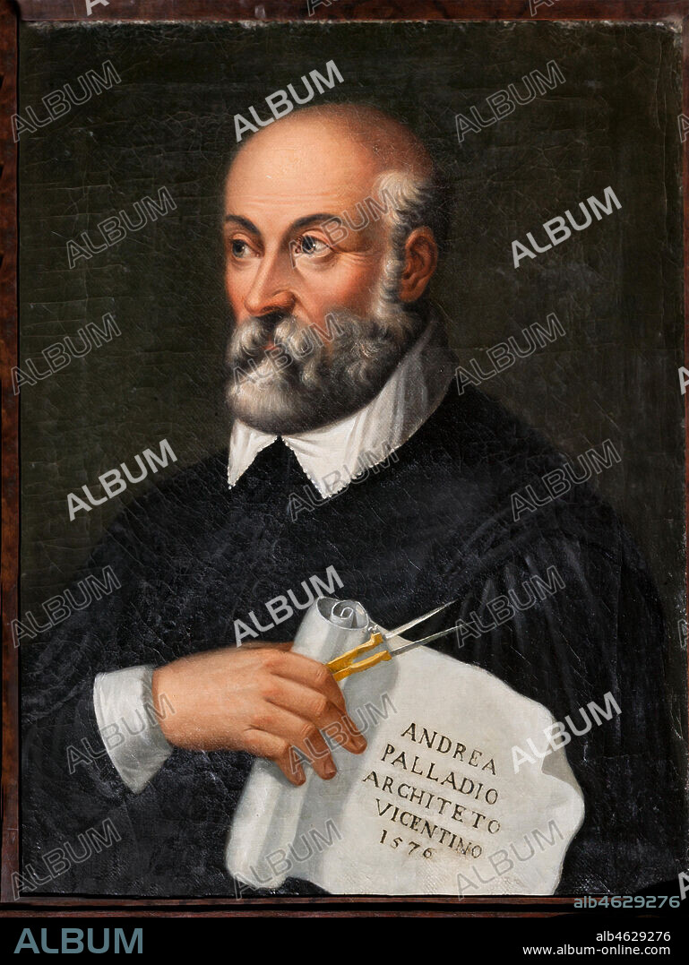 Vicenza, Villa Valmarana ai Nani, Guest Lodgings: portrait of the architect and scenographer Andrea Palladio (Andrea Di Pietro, born in 1508 and died in 1580), 1576.