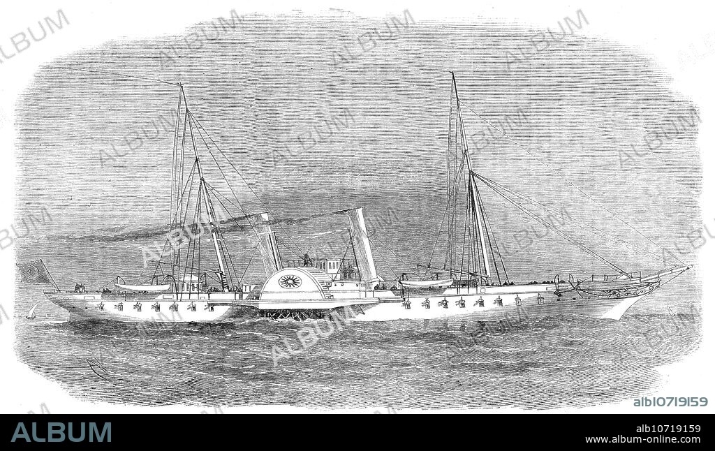 SMYTH. The new imperial steam-yacht, Taliah, built for the Sultan, 1864. The yacht, constructed '...by Messrs. Samuda, made her trial-trip recently, with the Turkish Ambassador, M. Musurus, on board. She proceeded at an extraordinary rate from Tilbury Fort to the Nore, where her speed was tried at the measured mile, when the result attained was - against tide, 16.216 knots; with tide, 19.251 knots, giving an average of 17.75 knots, or twenty miles and a half an hour. The Sultan may thus congratulate himself on possessing one of the swiftest vessels afloat. Her burden is over 1100 tons. The engines, which are by Penn, are marvels of their kind, with a double set of boilers; the nominal horse power is 350, but that indicated on the trial-trip was 2700. The main object of the vessel is speed. Space is sacrificed to machinery, and she is built on the finest possible lines...Her speed is that of an average railway-train, and, according to one account, she rushes through the air at such a pace that it is not easy for a person on deck to keep his hat on, even in a calm...Messrs. Samuda and Penn may justly feel proud of having constructed this yacht'. From "Illustrated London News", 1864.