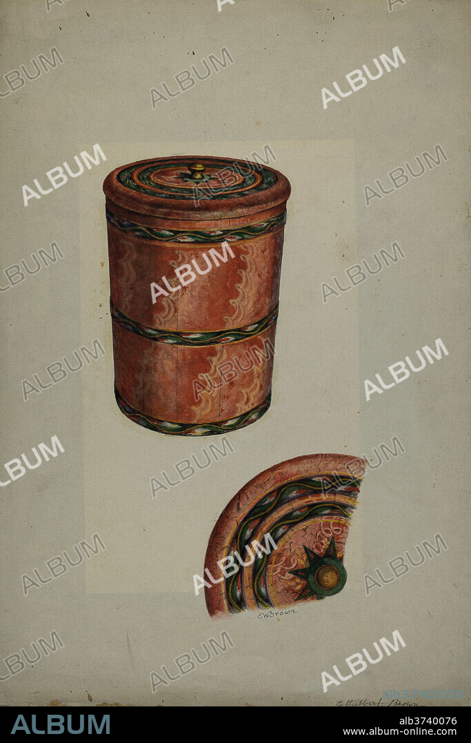 ETHELBERT BROWN. Pa. German Sugar Tub. Dated: 1935/1942. Dimensions: overall: 52.6 x 35.5 cm (20 11/16 x 14 in.). Medium: watercolor and graphite on paper.