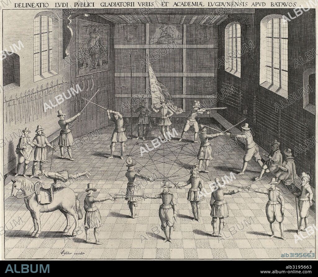 Fencing School of the University of Leiden, The Netherlands, Willem Isaacsz. van Swanenburg, Jan Cornelisz. van 't Woudt, Claes Jansz. Visscher II, 1610.