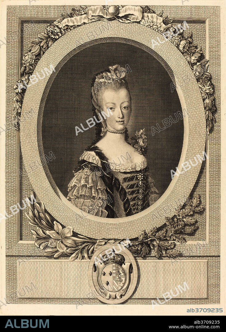 LOUIS-JACQUES CATHELIN AFTER JEAN-MARTIAL FREDOU. Marie-Antoinette of France. Dated: 1775. Medium: engraving.