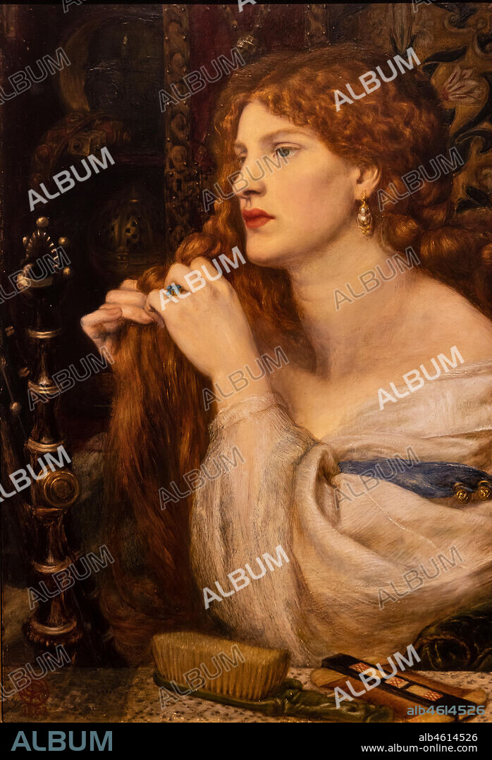 Aurelia (Fazios Mistress, (1863-73) by Dante Gabriel Rossetti (1828-1882); oil painting on canvas.The red head of hair is beautiful. The subject is based on a poem by Fazio degli Uberti. The model is Fanny Cornforth.