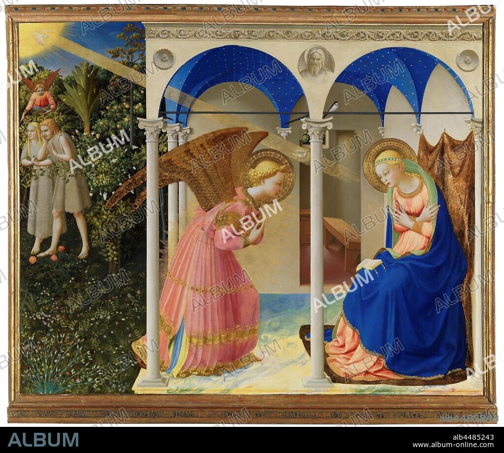 Fra Angelico / 'The Annunciation', ca.  1426, Italian School, Tempera on panel, 194 cm x 194 cm, P00015.