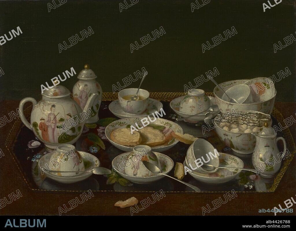 Still Life: Tea Set, Jean-Étienne Liotard (Swiss, 1702 - 1789), about 1781 - 1783, Oil on canvas mounted on board, 37.8 × 51.6 cm (14 7/8 × 20 5/16 in.).