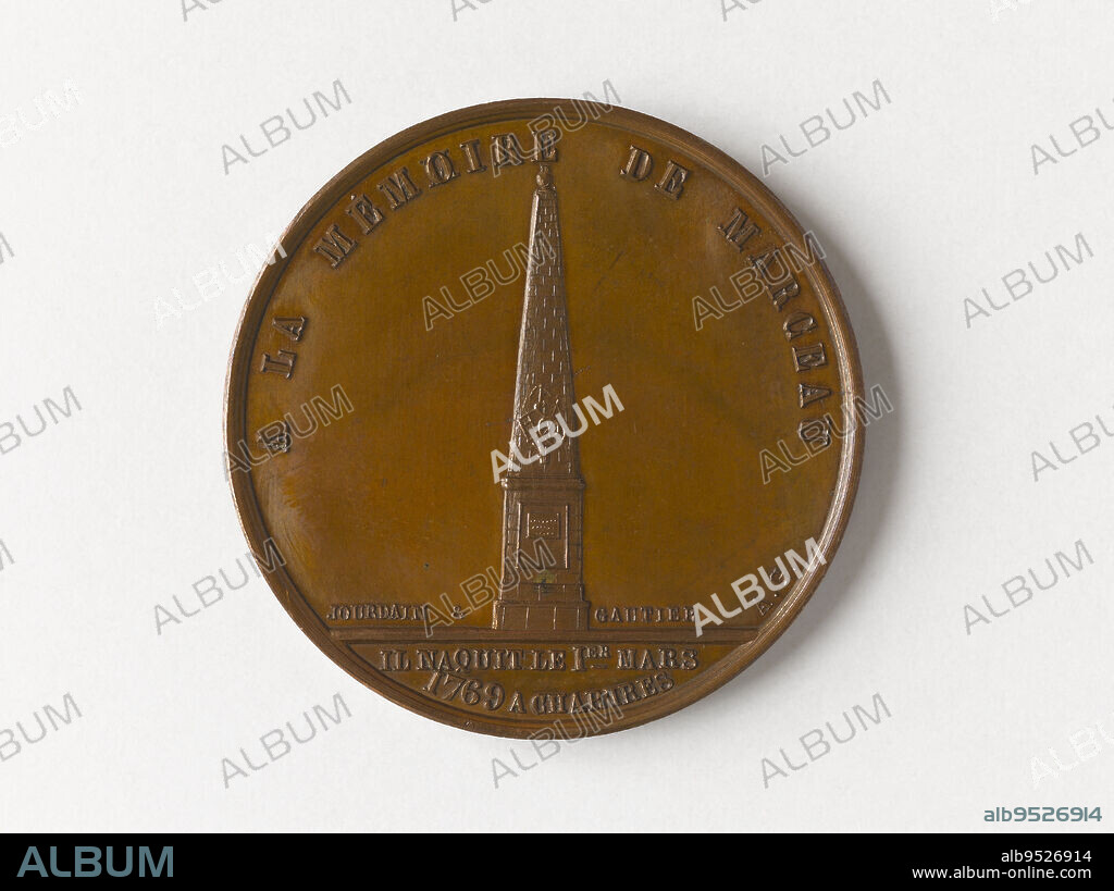 François-Séverin Desgraviers-Marceau (1769-1796), French general of the Revolution, 1851, Garnier, Auguste, Engraver in medals, In 1851, Numismatics, Medal, Dimensions - Work: Diameter: 3.3 cm, Weight (type dimension): 17.17 g.