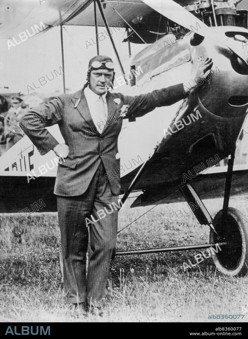To Australia And Back In 21 Days -- Capt. Neville Stack. At the first favorable opportunity next week Mr. Neville Stack and Mr. J.R. Chaplin will set out on a Vickers Napier high-speed mail-carrying aeroplane in effort to demonstrate the possibility of running a mail service to Australia and getting an answer back in 21 days. April 11, 1931. (Photo by Topical Press).