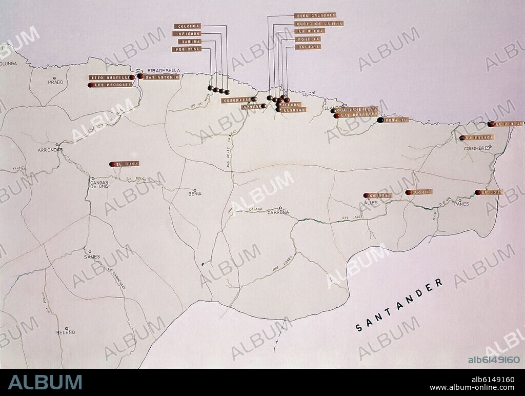 MAPA DE DISTRIBUCION DE PINTURAS RUPESTRES.