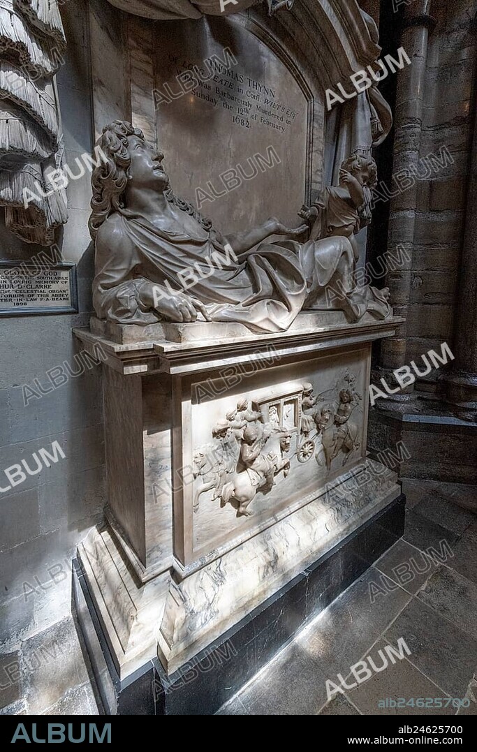 London, United Kingdom - 19 May 2025: Monument to Thomas Thynne by Arnold Quellin in Westminster Abbey