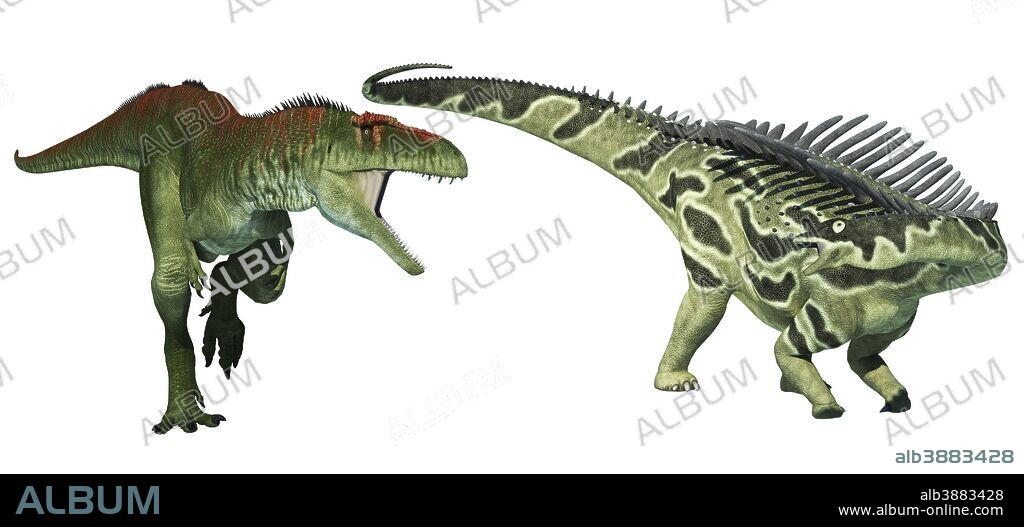 Tyrannotitan dinosaur attacking an Agustinia sauropod.