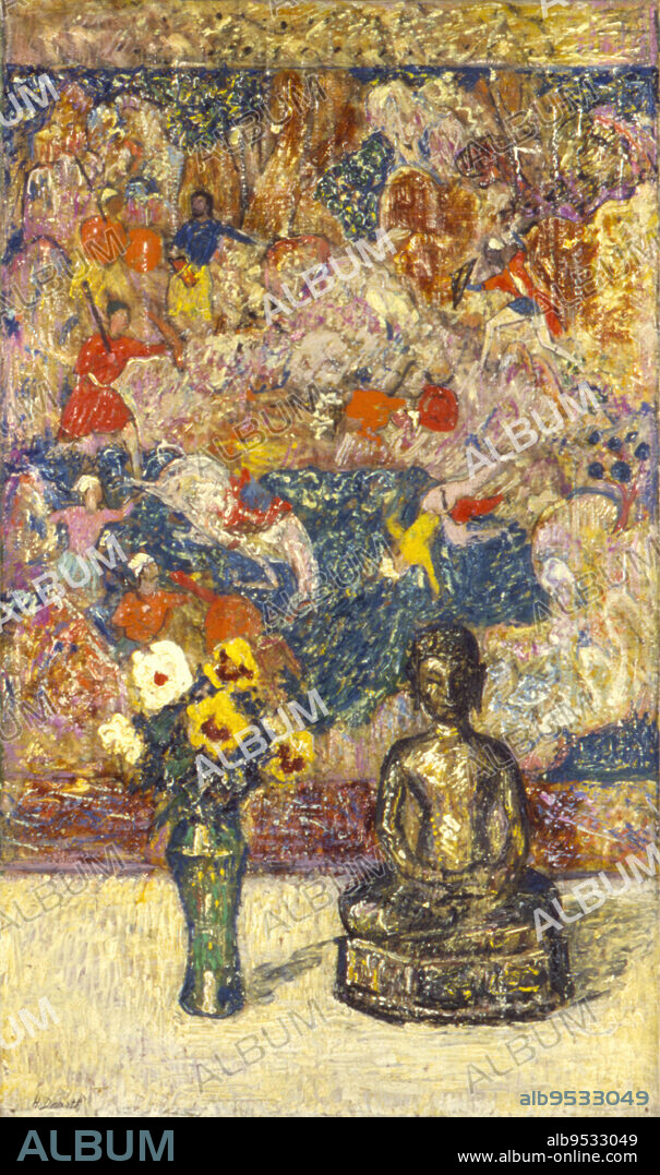 HENRY GOLDEN DEARTH. Bronze Buddha. Date: n.d. oil on canvas.