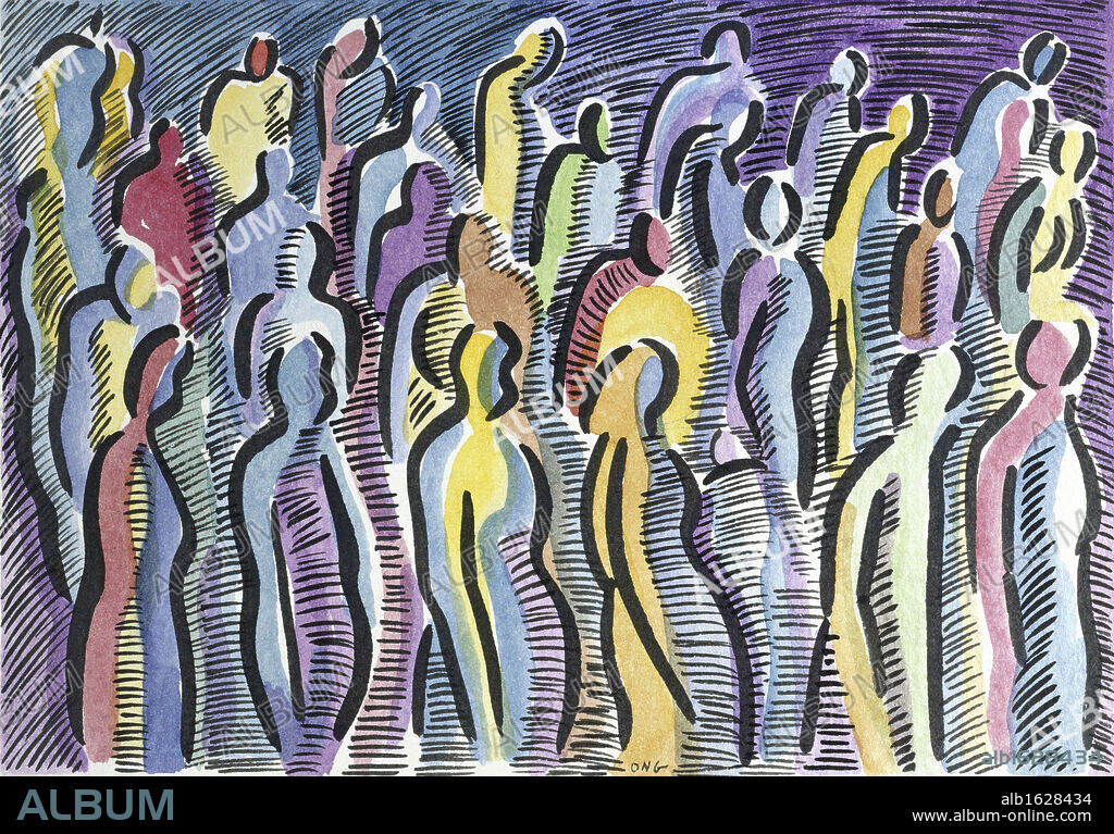 Waiting  Diana Ong (b.1940/Chinese-American)  Watercolor  Private Collection.